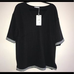ZARA Oversized Black Blouse - L